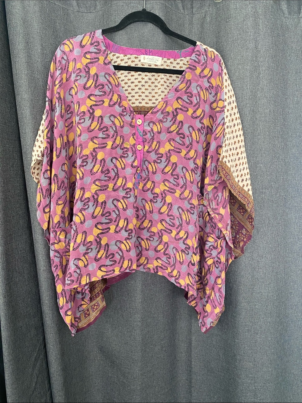 Kantha Bae Purple Boho Print V-Neck Women's Tunic Top